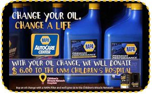 Your Oil Change contributes $6 to the UNM Children's Hospital