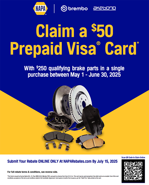 NAPA Brake Offer $50 back